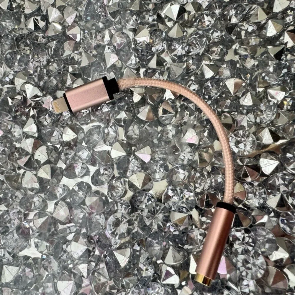 iPhone cord with audio jack adapter rose gold pink cable mini braided cords